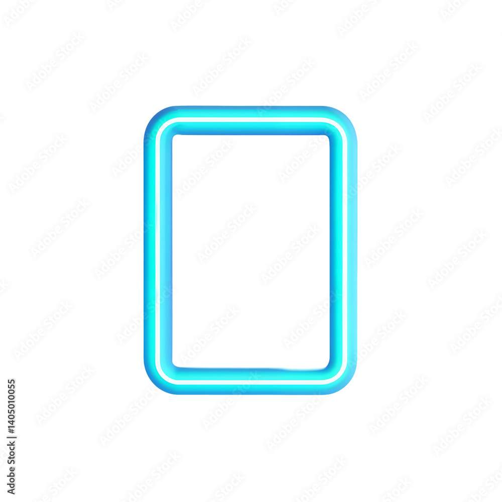 Blue neon light frame with intense glow effect, isolated luminous border in a futuristic and clean design on transparent background Blue neon light frame with intense glow effect, isolated luminous border in a futuristic and clean design on transparent background