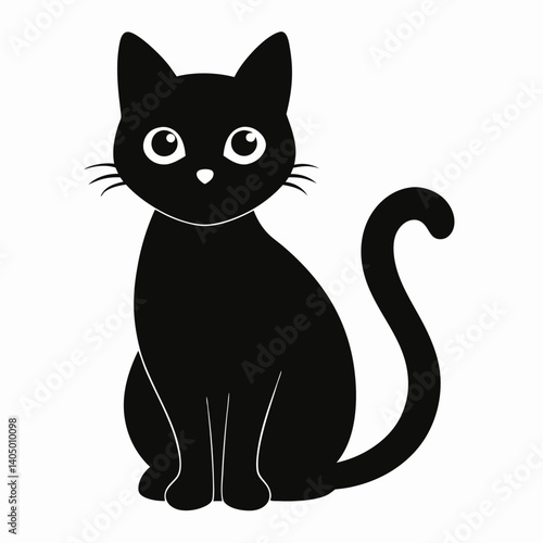 black cat cartoon, black cat vector, icon vector illustration, cat silhouette of a cat isolated on a white background, eps, png, vector