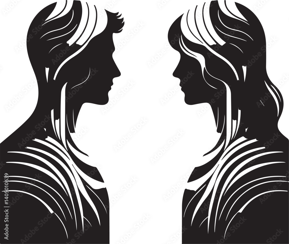 Facing Profiles Vector Facing Profiles Vector