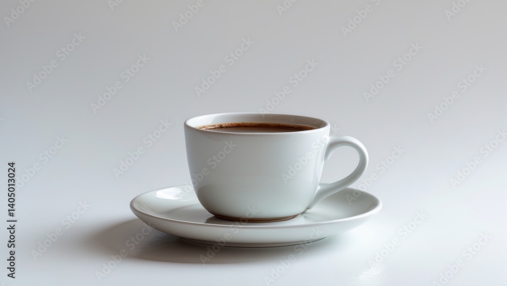 Isolated white background with a cup of fragrant coffee Isolated white background with a cup of fragrant coffee