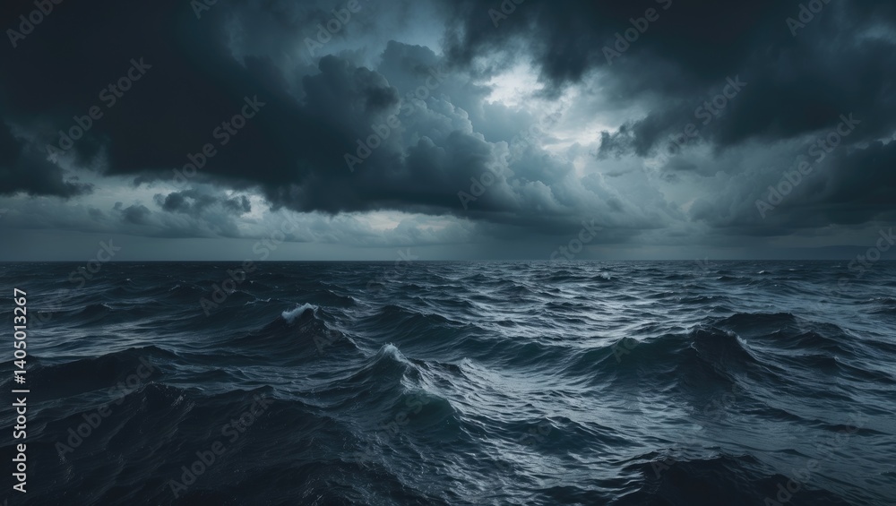 Gloomy stormy waters accompanied by a dramatic sky Gloomy stormy waters accompanied by a dramatic sky
