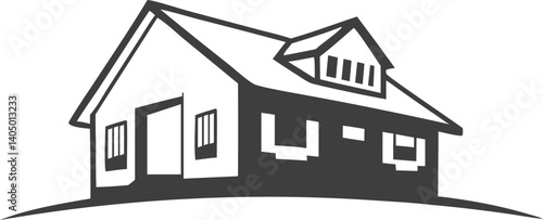 House with Gable Roof and Dormer Window