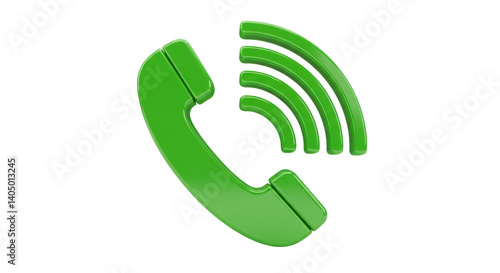 Isolated Green Phone Icon with Waves