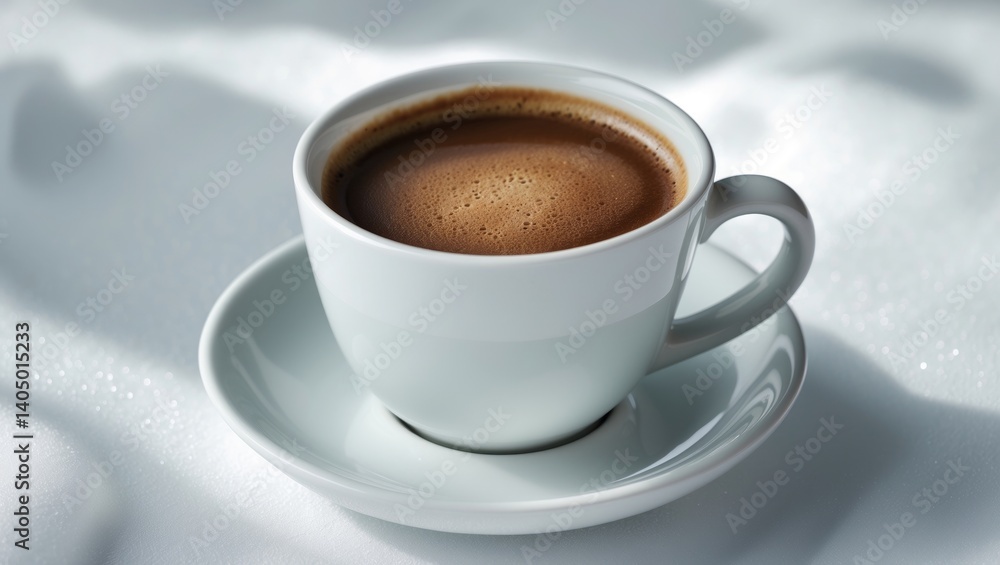 Coffee cup with americano and espresso, white background, selective focus Coffee cup with americano and espresso, white background, selective focus