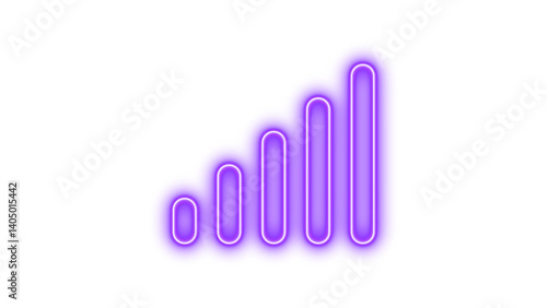 Neon signal icon purple color glow with transparent background