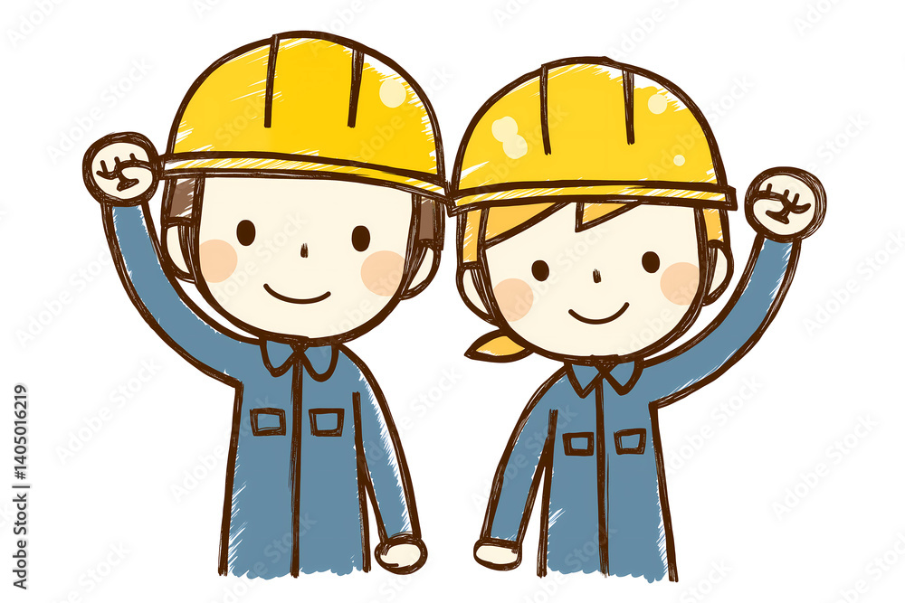 Set of Smiling Male and Female Workers Raising Fists Illustration,Cheerful Construction Worker Posing with a Fist Pump Set of Smiling Male and Female Workers Raising Fists Illustration,Cheerful Construction Worker Posing with a Fist Pump