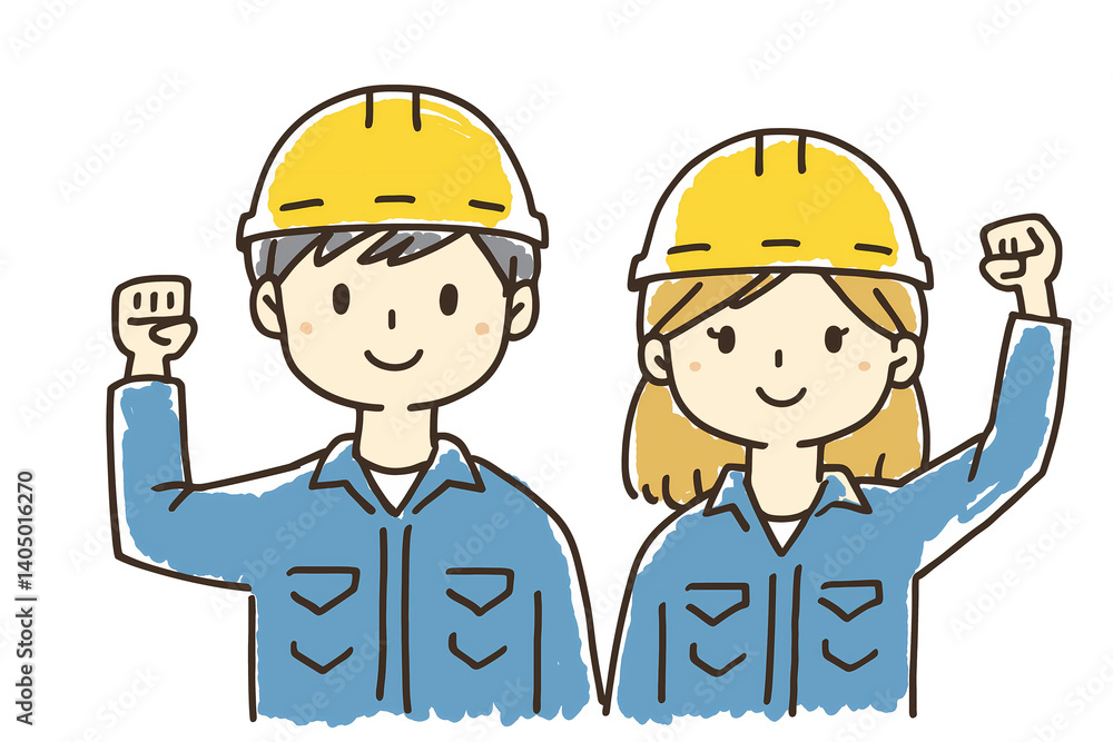 Set of Smiling Male and Female Workers Raising Fists Illustration,Cheerful Construction Worker Posing with a Fist Pump Set of Smiling Male and Female Workers Raising Fists Illustration,Cheerful Construction Worker Posing with a Fist Pump