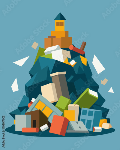 A pile of unused construction materials wasted potential for building and creating.. Vector illustration