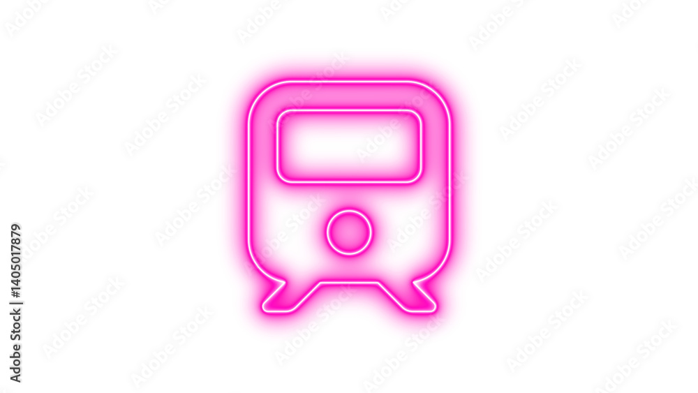 Neon train icon pink color glow with transparent background Neon train icon pink color glow with transparent background