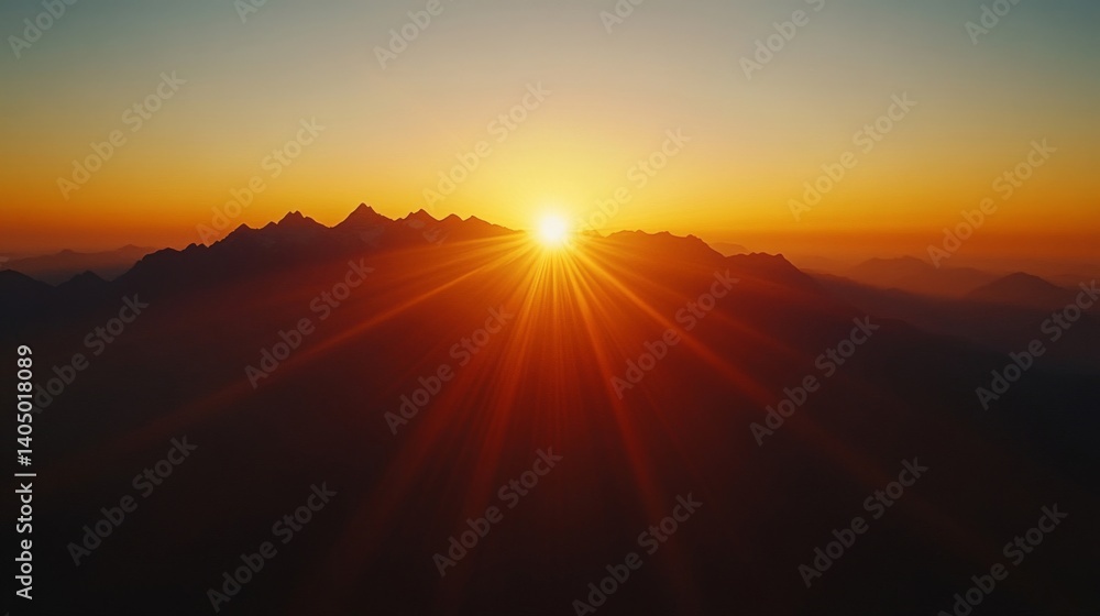 Obraz premium Majestic Mountain Sunset with Golden Rays