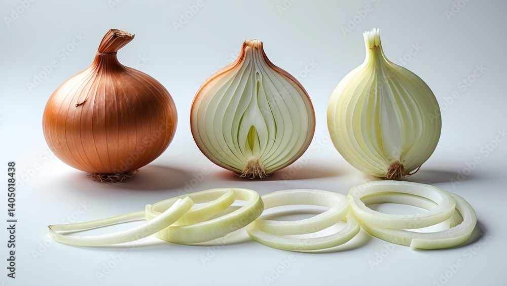 Obraz premium White background featuring fresh raw onion
