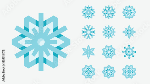 Snowflakes Winter Christmas Decoration Color Icons