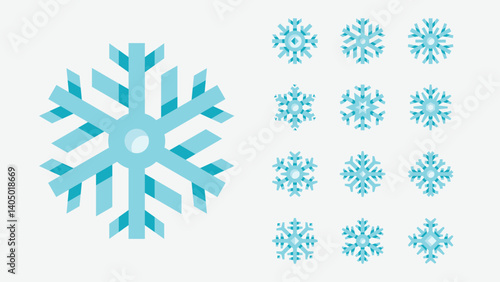 Snowflakes Winter Christmas Decoration Color Icons