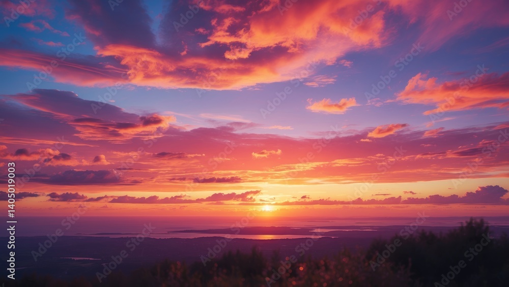 Stunning sunset sky landscape with vibrant clouds on the horizon Stunning sunset sky landscape with vibrant clouds on the horizon