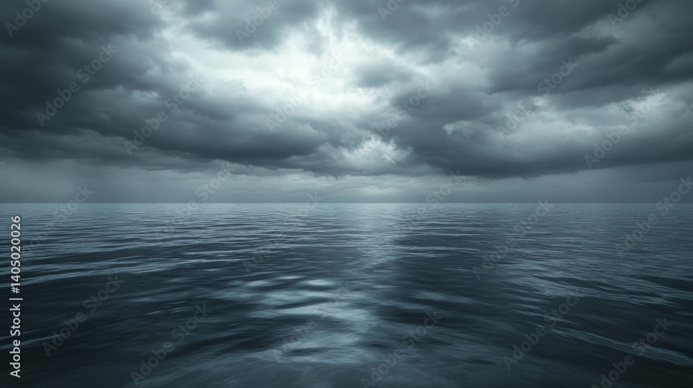 Obraz premium Dark Stormy Ocean Under Grey Clouds