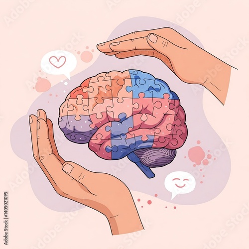 Hands holding brain puzzle  – autism, dementia, epilepsy, alzheimer awareness, World Mental Health Day campaign image