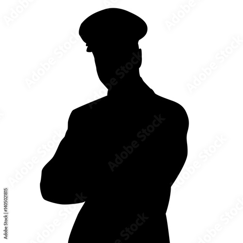 silhouette of a pilot crossing his arms