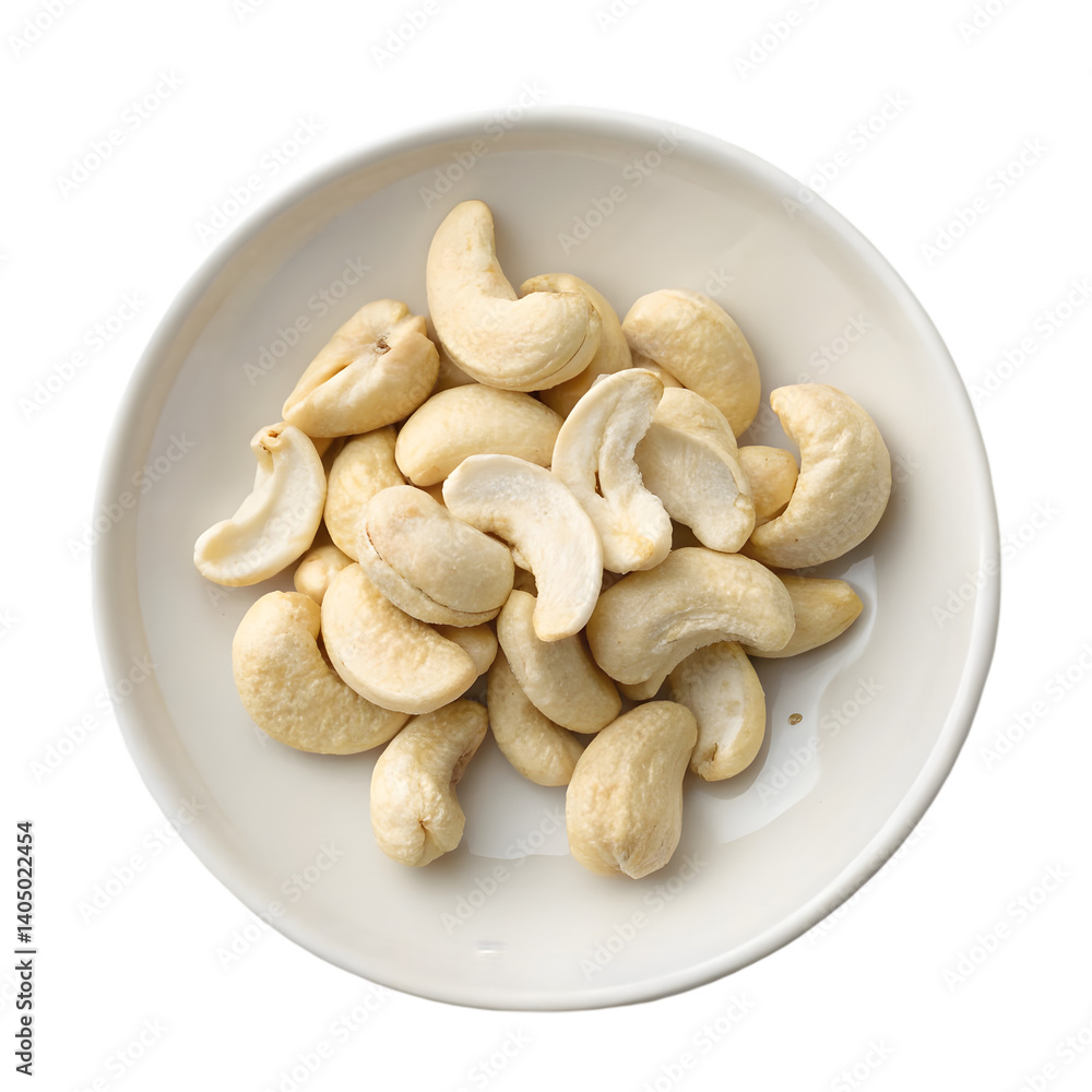 A beautiful plate cashew nuts isolated on white background A beautiful plate cashew nuts isolated on white background
