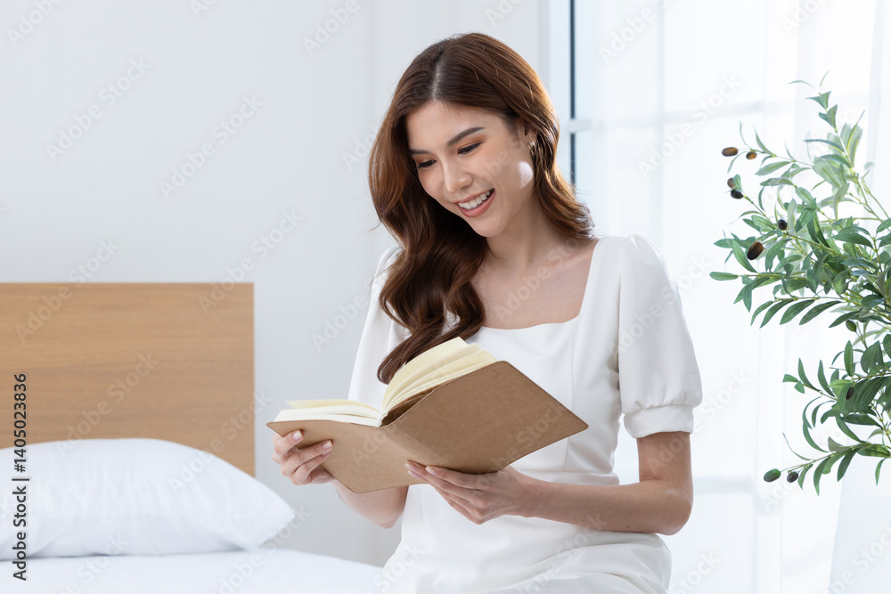 Young woman reading book in peaceful setting Young woman reading book in peaceful setting