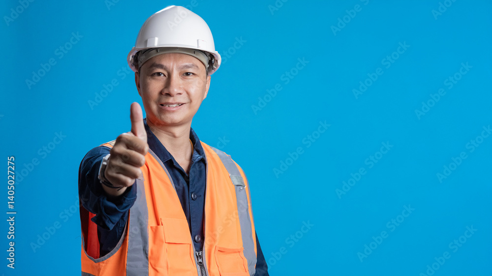 Confident young engineer in orange poses in various moods Confident young engineer in orange poses in various moods