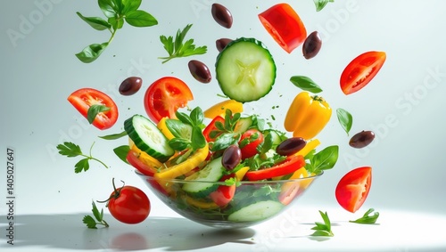 Wallpaper Mural Fresh salad featuring moving ingredients Torontodigital.ca