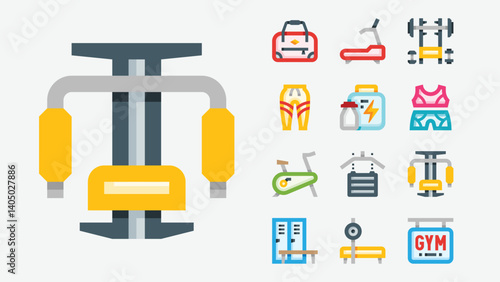 Gym Fitness Workout Weightlifting Color Icons