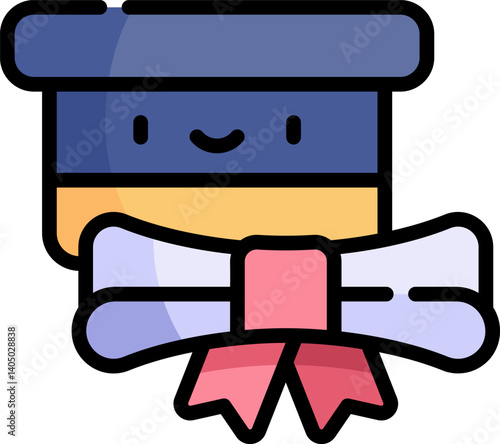 mortarboard Illustration on a white background     