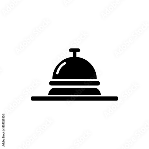 Black filled icon showing a hotel service bell on a counter