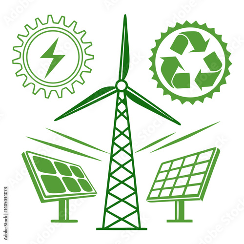 Green Technology Vector Illustration for Eco-Innovation and Sustainability