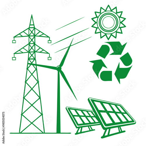 Green Technology Vector Illustration for Eco-Innovation and Sustainability