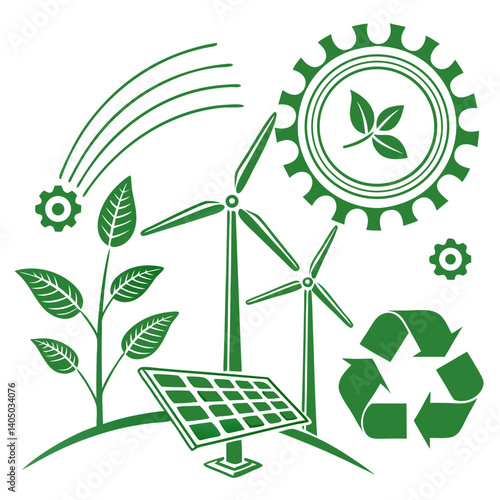 Green Technology Vector Illustration for Eco-Innovation and Sustainability