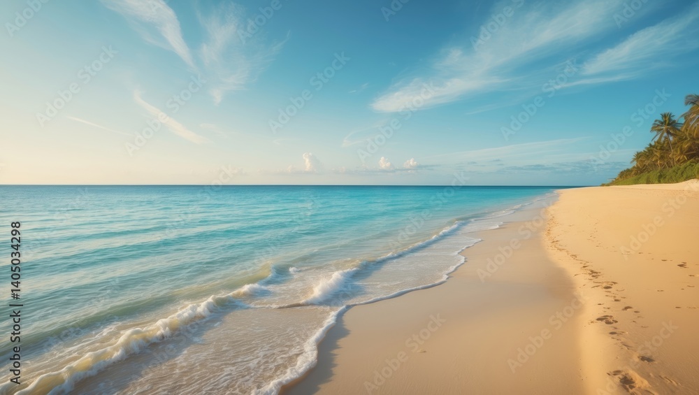 Stunning beach scenery. Pristine landscape featuring an unoccupied tropical shore. Stunning beach scenery. Pristine landscape featuring an unoccupied tropical shore.