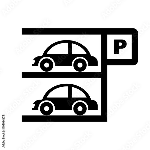 Simple multi-level parking lot silhouette icon. Vector.