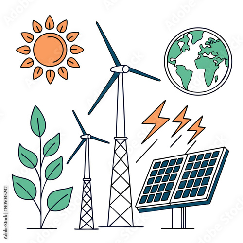 Flat Design Renewable Energy Vector for Green Technology Projects