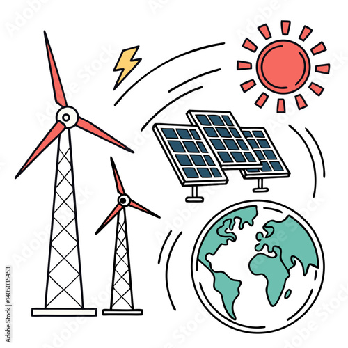 Clean Energy Vector Set Representing Renewable Power Sources