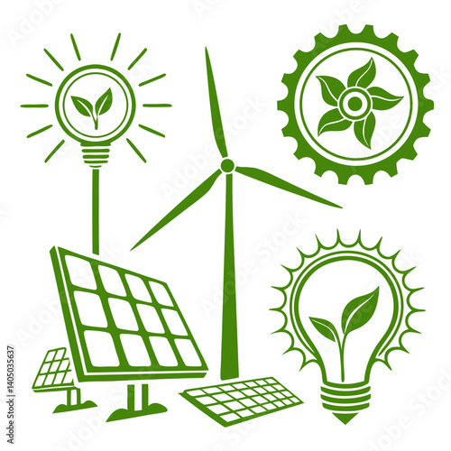 Flat Style Green Energy Vector for Environmental and Climate Graphics