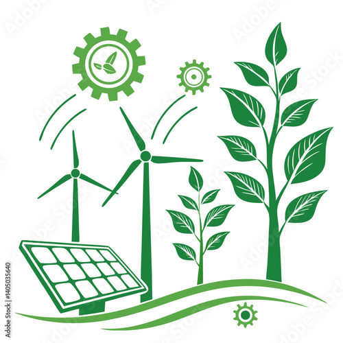 Flat Style Green Energy Vector for Environmental and Climate Graphics