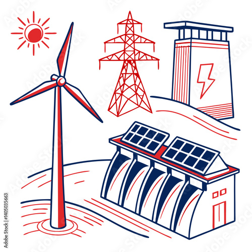 Clean Energy Vector Set Representing Renewable Power Sources