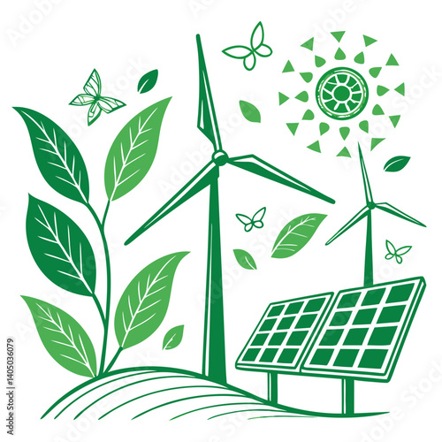 Green Energy Vector Illustration for Sustainable and Eco-Friendly Projects