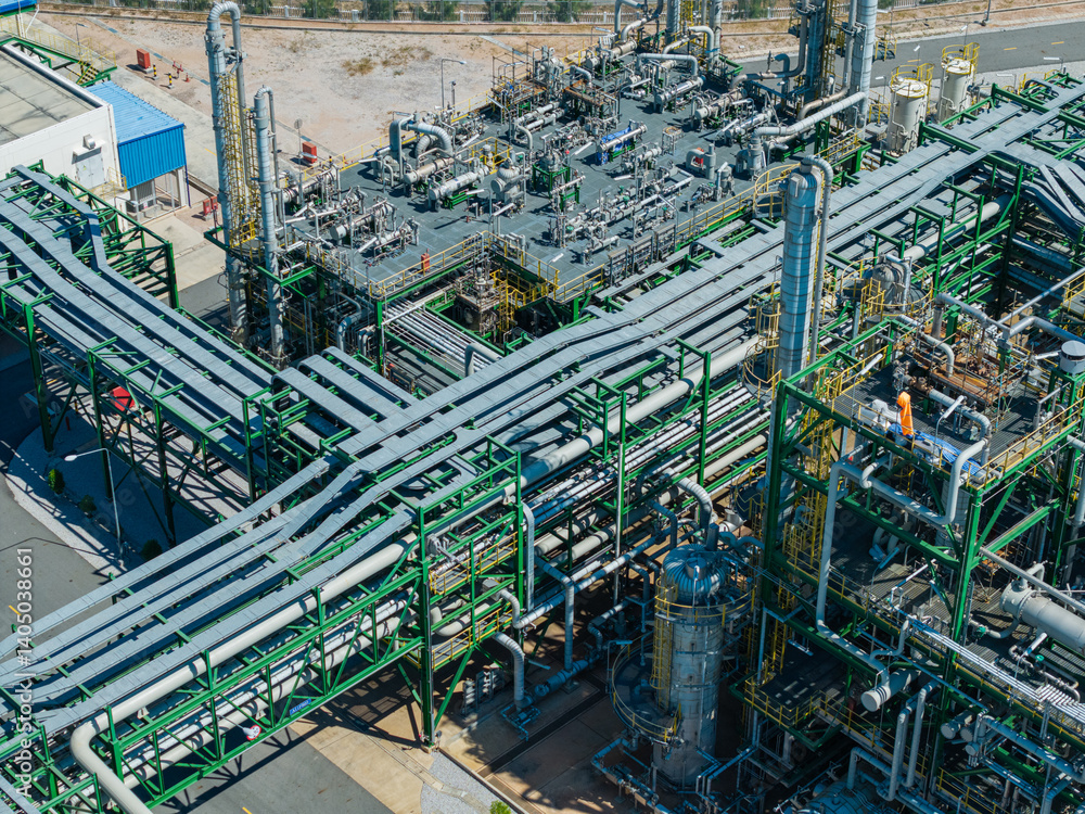 Fototapeta premium Aerial view of natural gas separation plant.