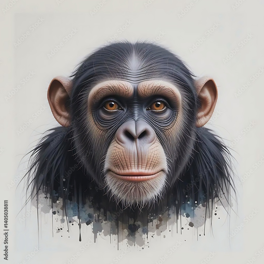 Chimpanzee Abstract Art: Dripping Paint Effect Chimpanzee Abstract Art: Dripping Paint Effect