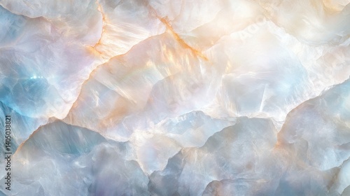 Ethereal moonstone texture radiates a soft pearlescent glow while highlighting subtle rainbow shimmer in a gentle, mystical atmosphere