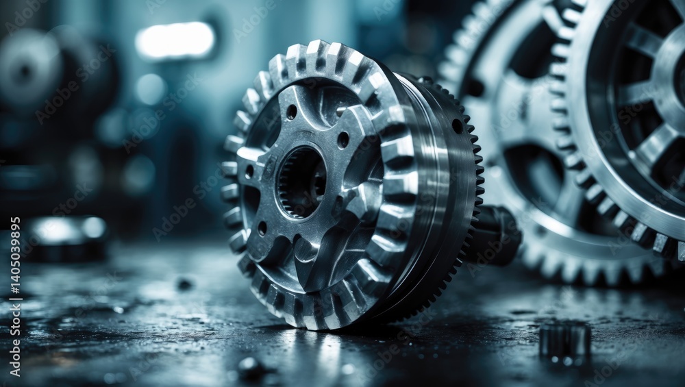 Close-up shot of metal engine gear wheels. Industrial backdrop, idea of car repair service. Close-up shot of metal engine gear wheels. Industrial backdrop, idea of car repair service.