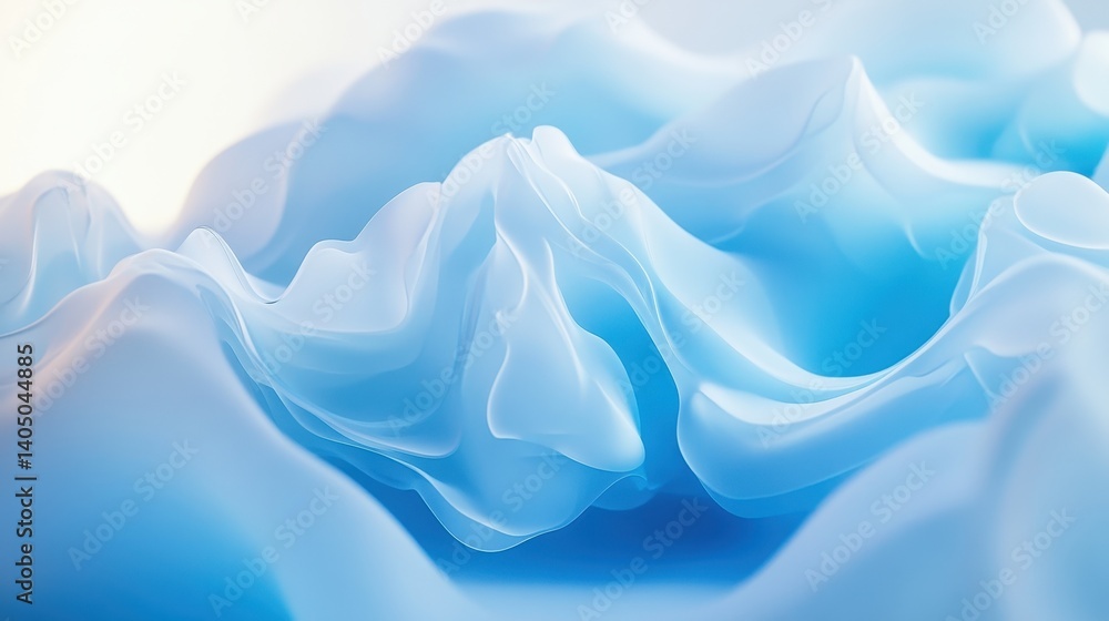 Obraz premium Soft blue to white abstract gradient creates a serene and calming atmosphere for wellness visuals and lifestyle themes