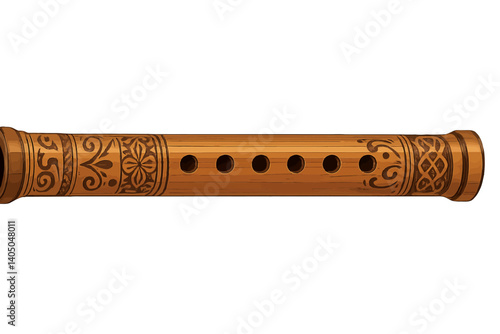 wooden flute isolated on white