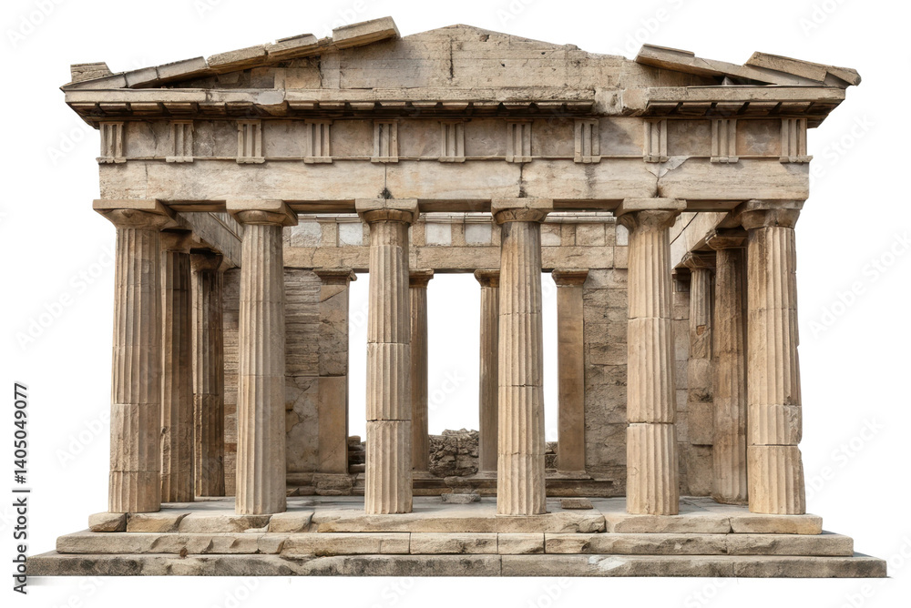 Obraz premium Ancient temple ruins showcasing classical architecture with detailed columns and stone carvings for historical exploration