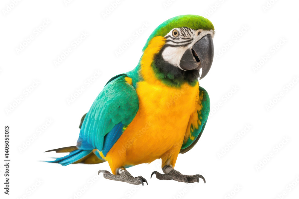 Fototapeta premium Colorful macaw parrot showcasing vibrant feathers and playful demeanor for nature appreciation