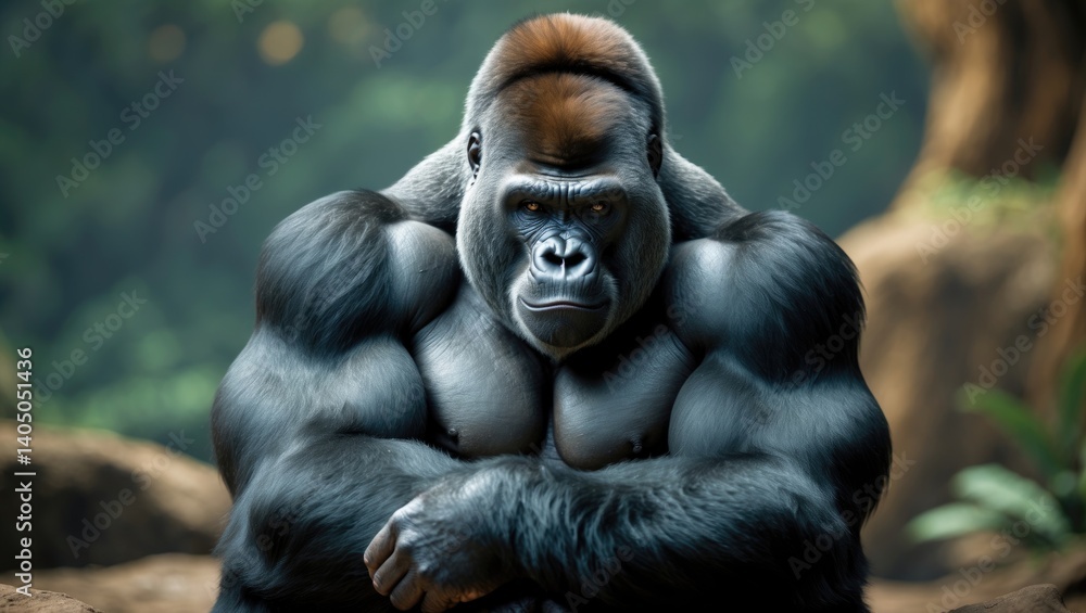 Obraz premium Silverback gorilla, male, in captivity