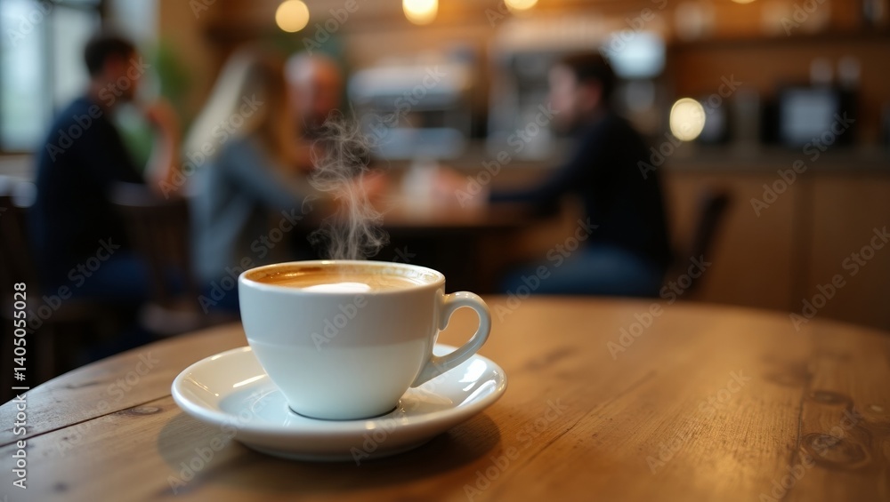 Aromatic Hot Coffee in a Cozy Cafe Aromatic Hot Coffee in a Cozy Cafe