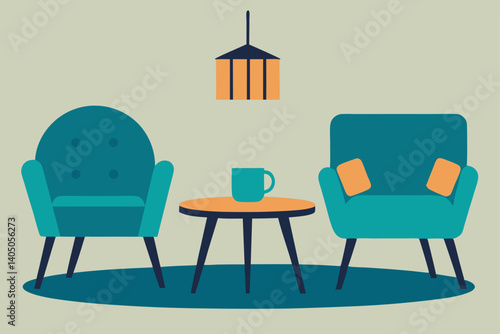 modern interior design with chairs and table
